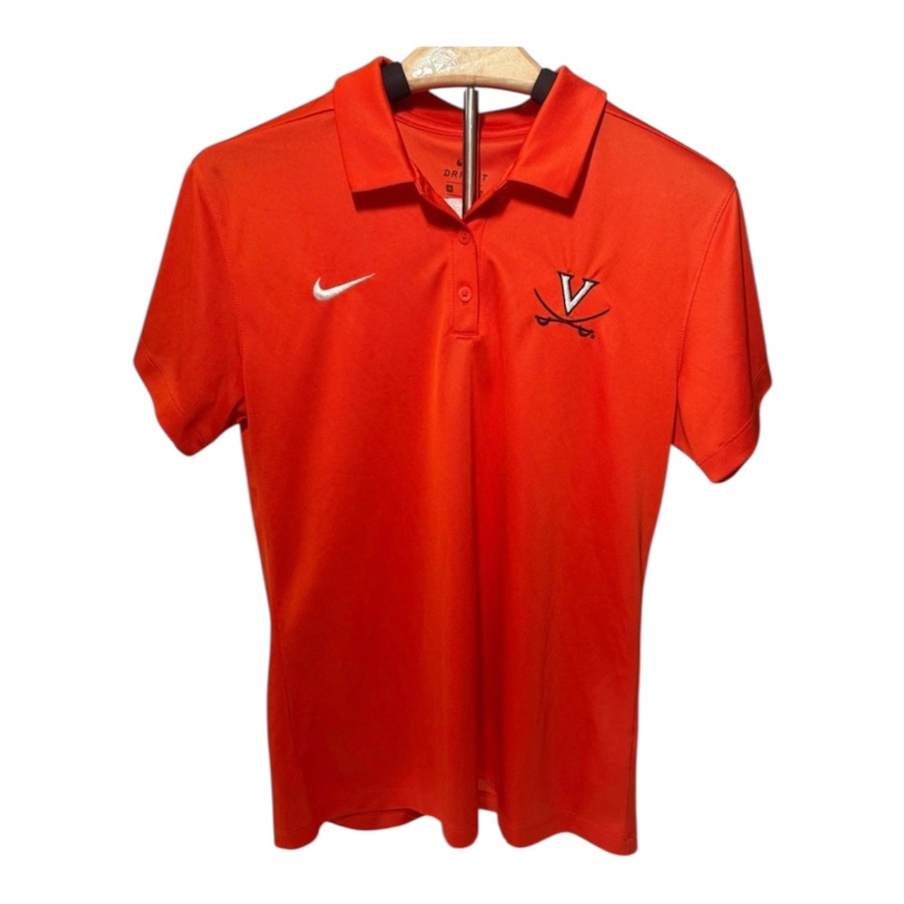 Nike Dri-FIT UVA Cavaliers Polo Shirt Women Medium Orange Athletic Golf - Picture 7 of 8